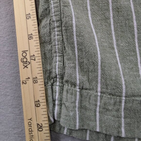 Beach Lunch Lounge Capri Pull On Womens Small Linen Blend Crop Green Striped - Picture 7 of 9